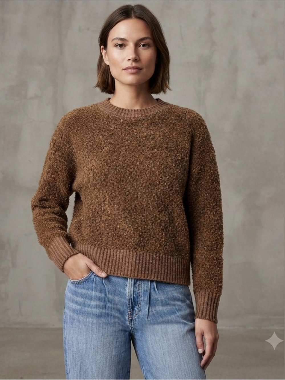 a.n.a Womens Crew Neck Long Sleeve Pullover Sweater (P2P 23”)